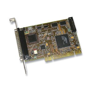 A PCI card with a small PCIe slot, suitable for connecting peripheral devices to a computer.